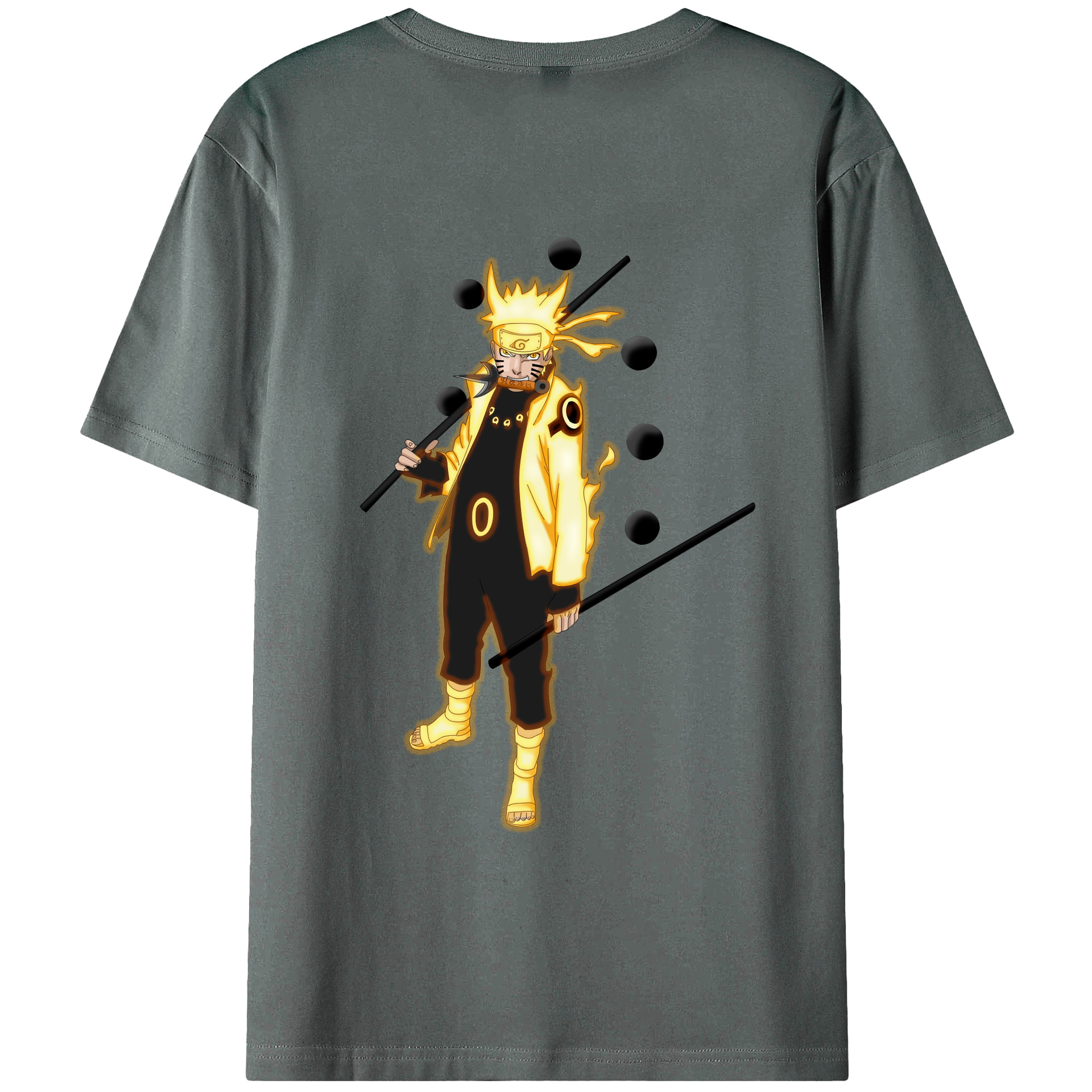 （画像用） NARUTO -ナルト- うずまき ナルト Uzumaki Naruto 綿100％ メンズ半袖Tシャツ（バックプリント） 通気性